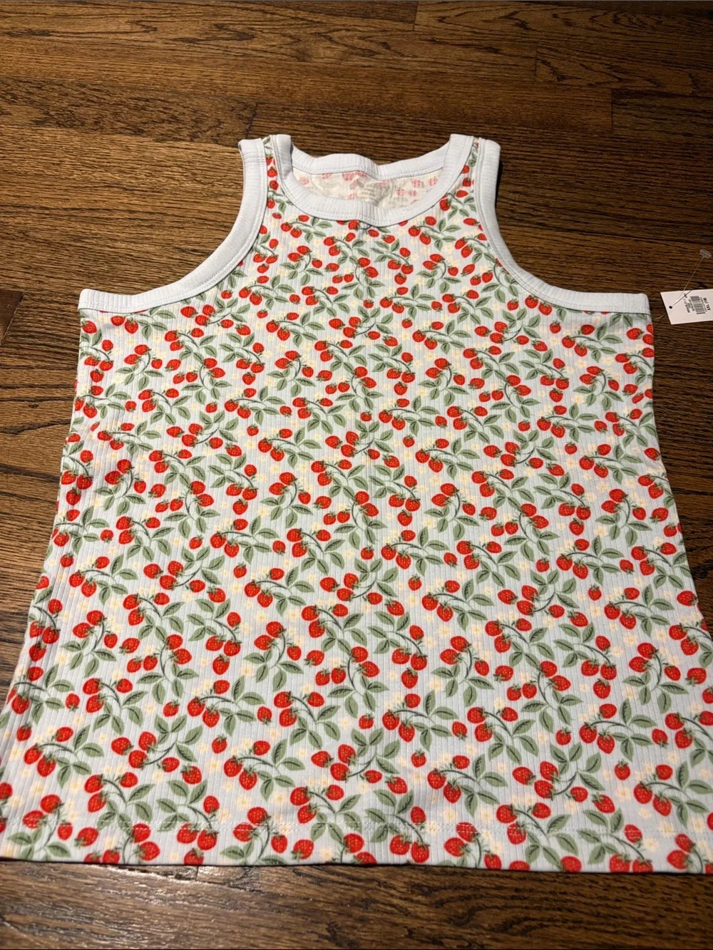 Girls ribbed strawberry tank